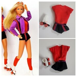Vintage Superstar era roller skate Barbie bodysuit and single skate